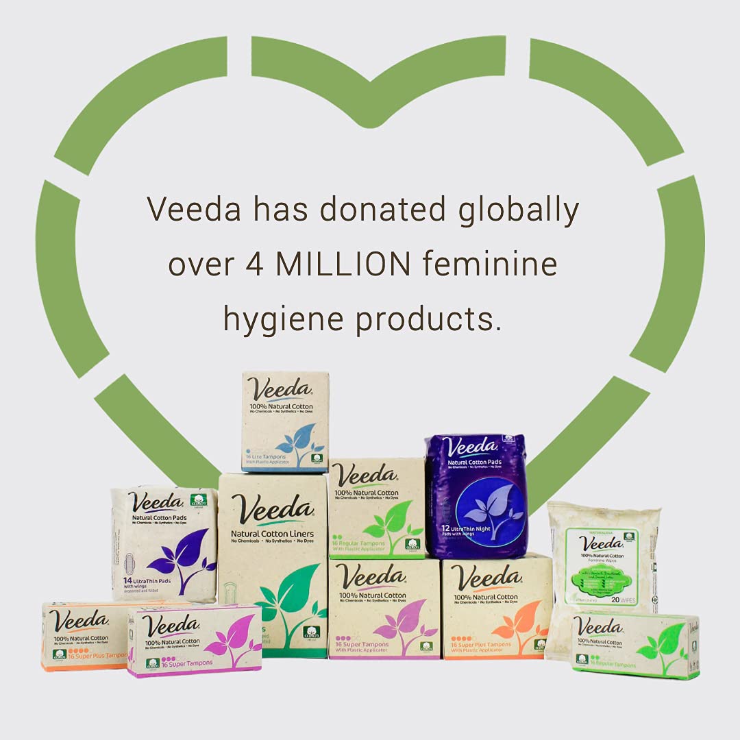 Veeda 100% Natural Cotton PH Balanced Hypoallergenic Feminine Wet Wipes, Safe Cleansing Cloths